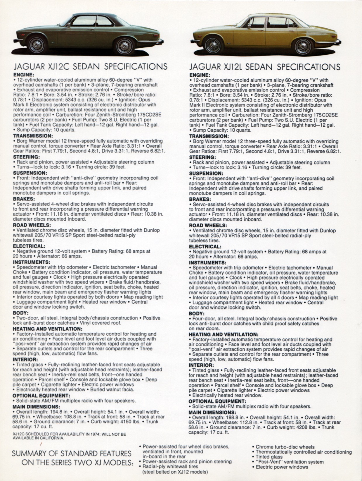 1974 Jaguar Model Lineup Brochure Page 8